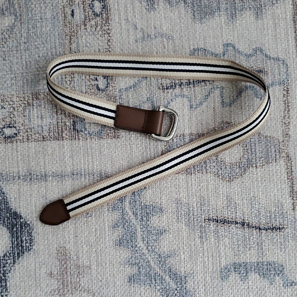 Janie and Jack Boys Brown, Khaki, Navy And White D-ring Belt Sz4-5y